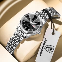 POEDAGAR Top Fashion Watches For Couple Waterproof Date Week Couple's Watches Quartz Stainless Steel Couple Watch Lovers Set+Box