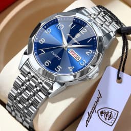 POEDAGAR Top Fashion Watches For Couple Waterproof Date Week Couple's Watches Quartz Stainless Steel Couple Watch Lovers Set+Box