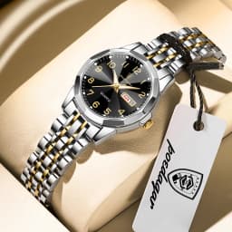 POEDAGAR Top Fashion Watches For Couple Waterproof Date Week Couple's Watches Quartz Stainless Steel Couple Watch Lovers Set+Box