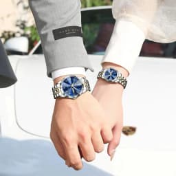 POEDAGAR Top Fashion Watches For Couple Waterproof Date Week Couple's Watches Quartz Stainless Steel Couple Watch Lovers Set+Box
