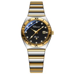 CHENXI Fashion Luxury Couple Quartz Watch Waterproof Glow Luminous Date Week Function Durable Comfortable Wristwatch for Lovers