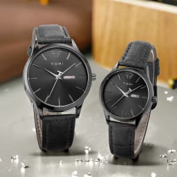 TOMI Two-Piece Casual Minimalist Men's And Women's Couple Watch Luxury Circular Large Dial Calendar Quartz Watch Clock Gift