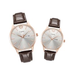 TOMI Two-Piece Casual Minimalist Men's And Women's Couple Watch Luxury Circular Large Dial Calendar Quartz Watch Clock Gift