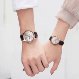 TOMI Two-Piece Casual Minimalist Men's And Women's Couple Watch Luxury Circular Large Dial Calendar Quartz Watch Clock Gift
