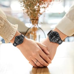 TOMI Two-Piece Casual Minimalist Men's And Women's Couple Watch Luxury Circular Large Dial Calendar Quartz Watch Clock Gift