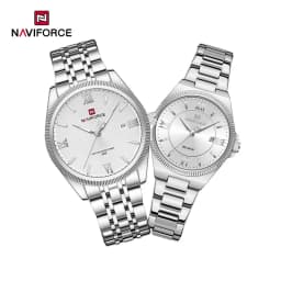 NAVIFORCE Quartz Lover Watches Calendar Display 3ATM Waterproof Stainless Steel Strap Fashion Luxury Wristwatch for Couple Gifts