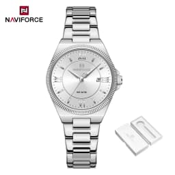NAVIFORCE Quartz Lover Watches Calendar Display 3ATM Waterproof Stainless Steel Strap Fashion Luxury Wristwatch for Couple Gifts