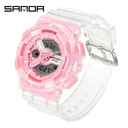 Fashion Sanda Top Brand Women Transparent Watches Waterproof Multi-function Luminous Sports Double Display Couple ElectronicBr