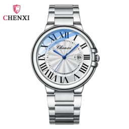 CHENXI 039 Couple Exquisite Watch Quartz Top Brand Luxury Fashion Stainless Steel Silver White Male and Female Couple Watch Gift