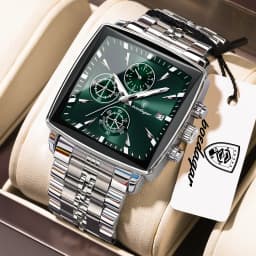 POEDAGAR Fashion Love Wristwatch Chronograph Date Stainless Steel Men Clock For Husband Waterproof Luminous Men's Quartz Watches