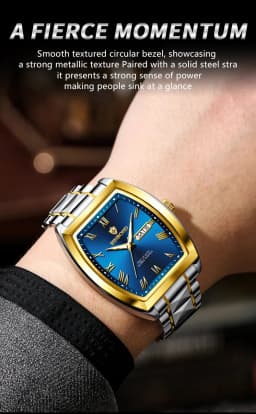 BINBOND 2pcs Couple Watches Fashion Square Quartz Watch for Lover Wateproof Luminous Date Week Men Ladies Valentine Wristwatch