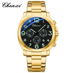 CHENXI Business Luxury Men's Quartz Watch Waterproof Stainless Steel Luminous Display Chronograph Week Date Wristwatch for Men