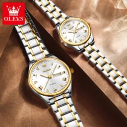 OLEVS 5563 Couple Watches Luxury Original Fashion Brand Waterproof Luminous Quartz Watch Dual Calendar Design For Date Sport