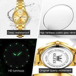OLEVS 5563 Couple Watches Luxury Original Fashion Brand Waterproof Luminous Quartz Watch Dual Calendar Design For Date Sport