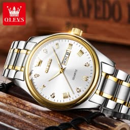 OLEVS 5563 Couple Watches Luxury Original Fashion Brand Waterproof Luminous Quartz Watch Dual Calendar Design For Date Sport