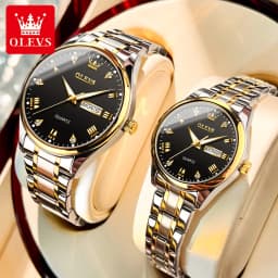 OLEVS 5563 Couple Watches Luxury Original Fashion Brand Waterproof Luminous Quartz Watch Dual Calendar Design For Date Sport