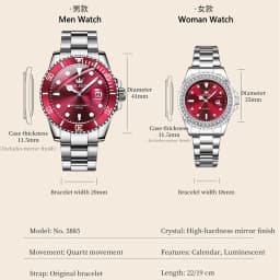 OLEVS Couple Watches Luxury Fashion Stainless Steel Original Quartz Wristwatch for Lover Waterproof Luminous Big Date Gift Box