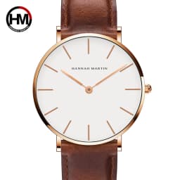 HANNAH MARTIN Quartz Watch 3Pc Wholesale (OEM/ODM) Factory Original 40mm Quartz Fashion Black Leather Unisex Watch Dropshipping