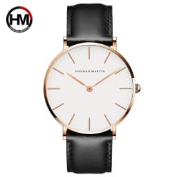 HANNAH MARTIN Quartz Watch 3Pc Wholesale (OEM/ODM) Factory Original 40mm Quartz Fashion Black Leather Unisex Watch Dropshipping