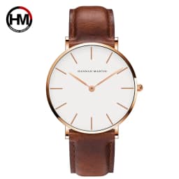 HANNAH MARTIN Quartz Watch 3Pc Wholesale (OEM/ODM) Factory Original 40mm Quartz Fashion Black Leather Unisex Watch Dropshipping