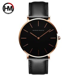 HANNAH MARTIN Quartz Watch 3Pc Wholesale (OEM/ODM) Factory Original 40mm Quartz Fashion Black Leather Unisex Watch Dropshipping