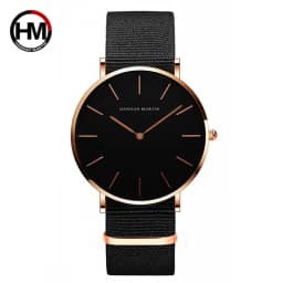 HANNAH MARTIN Quartz Watch 3Pc Wholesale (OEM/ODM) Factory Original 40mm Quartz Fashion Black Leather Unisex Watch Dropshipping