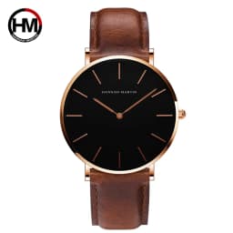 HANNAH MARTIN Quartz Watch 3Pc Wholesale (OEM/ODM) Factory Original 40mm Quartz Fashion Black Leather Unisex Watch Dropshipping
