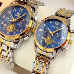 OLEVS Brand 2025 New Luxury Tourbillon Couple Quartz Watch Stainless Steel Waterproof Luminous Fashion Moon Phase Watches Lovers