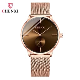 CHENXI Luxury Waterproof Men Women Quartz Watch Fashion Casual Stainless Steel Mesh Belt Couple Premium Wristwatch for Gift