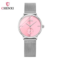 CHENXI Luxury Waterproof Men Women Quartz Watch Fashion Casual Stainless Steel Mesh Belt Couple Premium Wristwatch for Gift