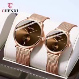 CHENXI Luxury Waterproof Men Women Quartz Watch Fashion Casual Stainless Steel Mesh Belt Couple Premium Wristwatch for Gift