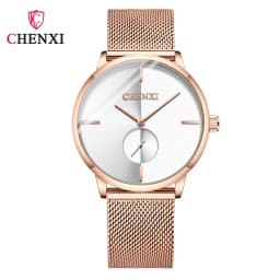 CHENXI Luxury Waterproof Men Women Quartz Watch Fashion Casual Stainless Steel Mesh Belt Couple Premium Wristwatch for Gift