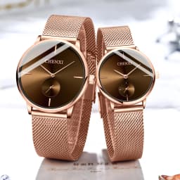 CHENXI Luxury Waterproof Men Women Quartz Watch Fashion Casual Stainless Steel Mesh Belt Couple Premium Wristwatch for Gift