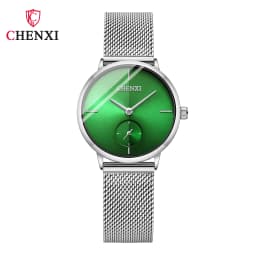 CHENXI Luxury Waterproof Men Women Quartz Watch Fashion Casual Stainless Steel Mesh Belt Couple Premium Wristwatch for Gift