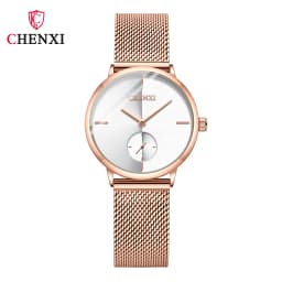 CHENXI Luxury Waterproof Men Women Quartz Watch Fashion Casual Stainless Steel Mesh Belt Couple Premium Wristwatch for Gift