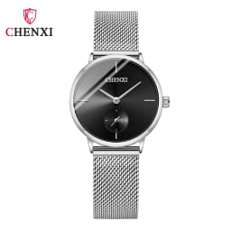 CHENXI Luxury Waterproof Men Women Quartz Watch Fashion Casual Stainless Steel Mesh Belt Couple Premium Wristwatch for Gift