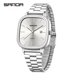 Sanda 2026 Couple Quartz Watch Men's and Women's Square Watch 3ATM Waterproof Calendar Simple and Elegant Women's Watch 3278