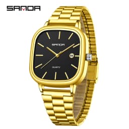 Sanda 2026 Couple Quartz Watch Men's and Women's Square Watch 3ATM Waterproof Calendar Simple and Elegant Women's Watch 3278