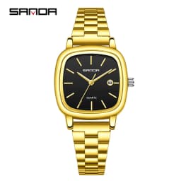 Sanda 2026 Couple Quartz Watch Men's and Women's Square Watch 3ATM Waterproof Calendar Simple and Elegant Women's Watch 3278