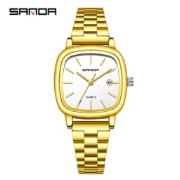 Sanda 2026 Couple Quartz Watch Men's and Women's Square Watch 3ATM Waterproof Calendar Simple and Elegant Women's Watch 3278
