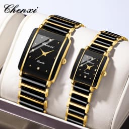 CHENXI 104A Top Brand Luxury Couple Watch Men's and Women's Imitation Ceramic Strap Exquisite Date Watches Relojes Para Damas