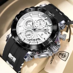 POEDAGAR Top Luxury Men Clock Sport Luminous Waterproof Chronograph Date Watch For Man Silicone Strap Quartz Men's Watches Reloj
