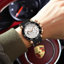 POEDAGAR Top Luxury Men Clock Sport Luminous Waterproof Chronograph Date Watch For Man Silicone Strap Quartz Men's Watches Reloj