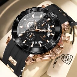 POEDAGAR Top Luxury Men Clock Sport Luminous Waterproof Chronograph Date Watch For Man Silicone Strap Quartz Men's Watches Reloj