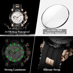 POEDAGAR Top Luxury Men Clock Sport Luminous Waterproof Chronograph Date Watch For Man Silicone Strap Quartz Men's Watches Reloj