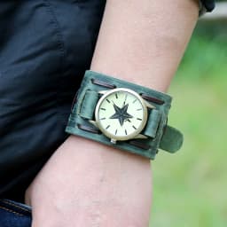 2025 Men's Watches Genuine Leather Watchband Quartz Watch For Men Alloy Dial Punk Style Wristwatch