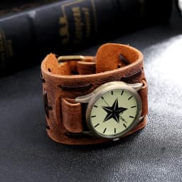 2025 Men's Watches Genuine Leather Watchband Quartz Watch For Men Alloy Dial Punk Style Wristwatch