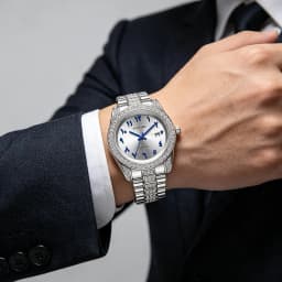 Fashionable Diamond-Encrusted Bracelet Watch with Arabic Numerals Casual Steel Band Watch for Men, Couple's Quartz Gift Women's