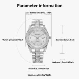 Fashionable Diamond-Encrusted Bracelet Watch with Arabic Numerals Casual Steel Band Watch for Men, Couple's Quartz Gift Women's