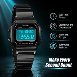 SKMEI 2465 Fashion Men Digital Watches Waterproof Male Luxury 2Time Wristwatch EL Backlight Alarm Clock Casual Office Week Date